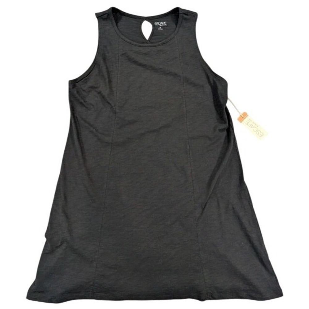 NWT Escape by Habitat Seamed Tank Dress Black XL 100% Cotton Slub Knit A-Line